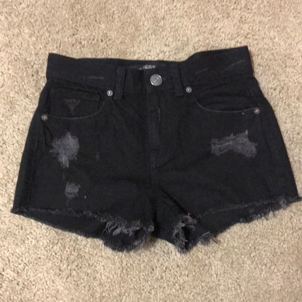 Express ripped black denim jean shorts