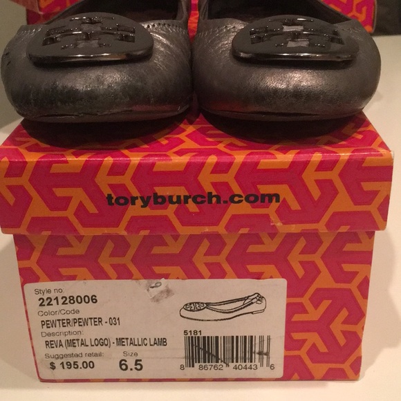 Tory Burch Reva Pewter Flats - Picture 2 of 8