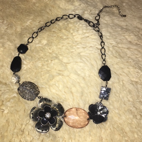 Floral & Stone Statement Necklace - Picture 1 of 3