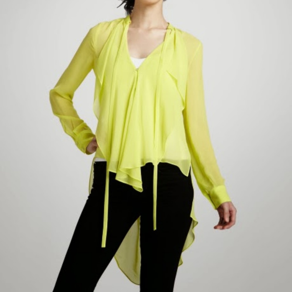BCBGMAXAZRIA HI LO CHIFFON TOP - SIZE XXS