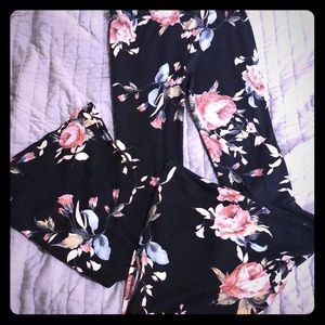 Spandex flower flare pants