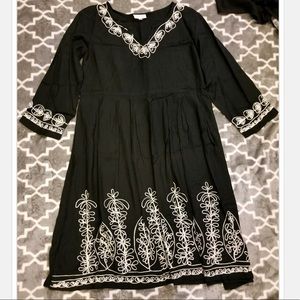 BoHo Black 3/4 Sleeve Dress