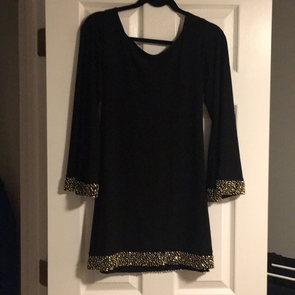 Arden B little black dress with faux gold beading