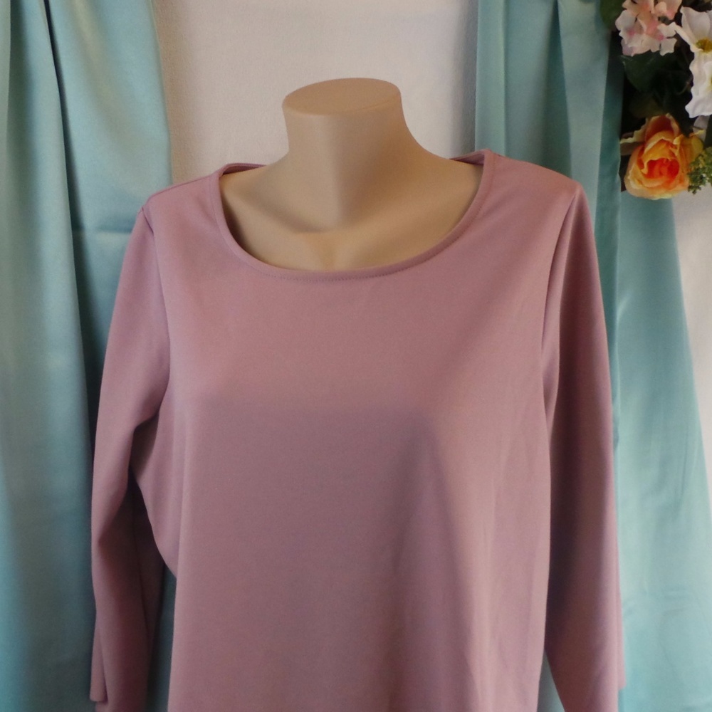 Pink Asymmetrical Elbow Sleeves Casual Top Shirt - Picture 3 of 7