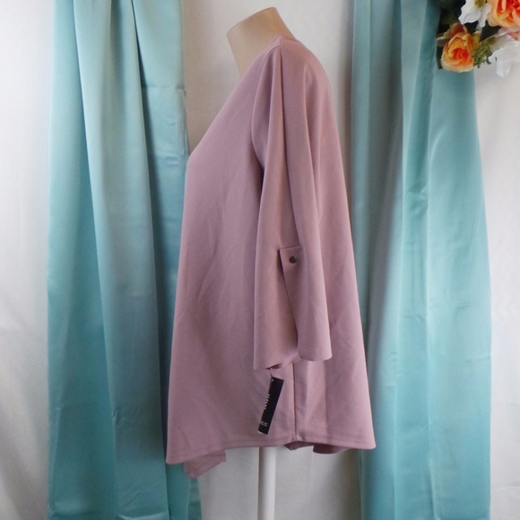 Pink Asymmetrical Elbow Sleeves Casual Top Shirt - Picture 4 of 7