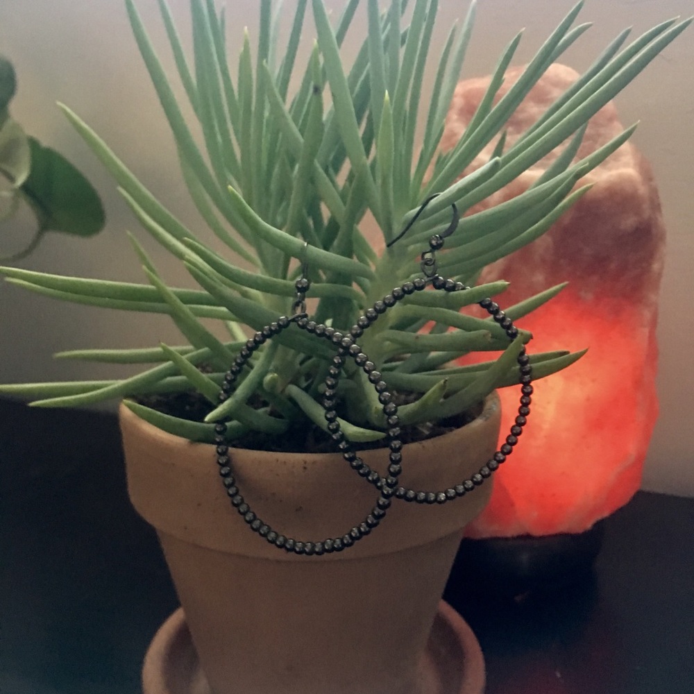 Hematite Hoop Earrings.