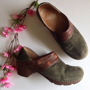 Dansko Olive Green Suede Professional Clogs