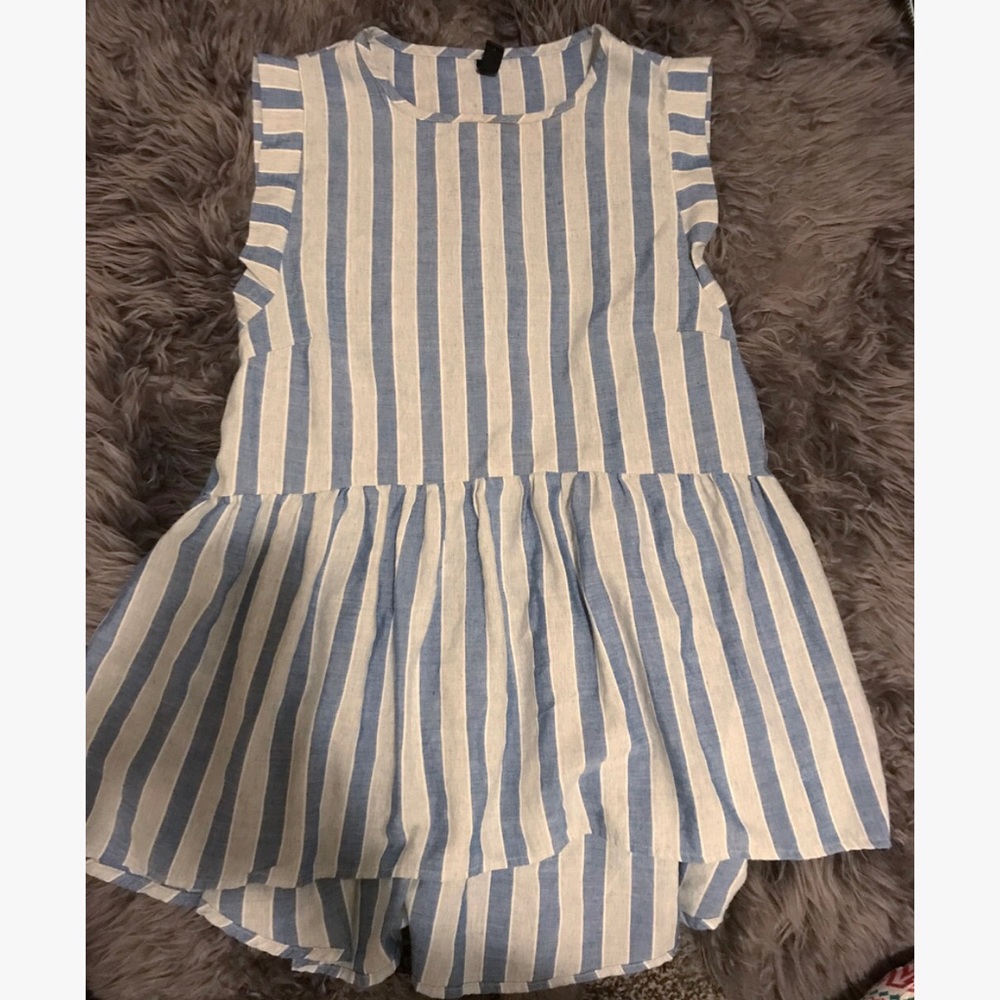 Blue stripe peplum tank top