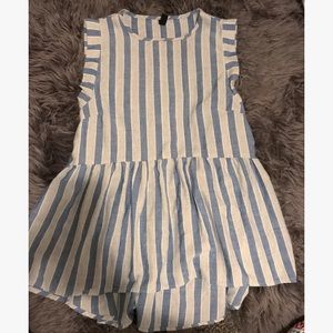 Blue stripe peplum tank top