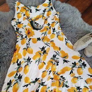 Lemon Print Midi Dress