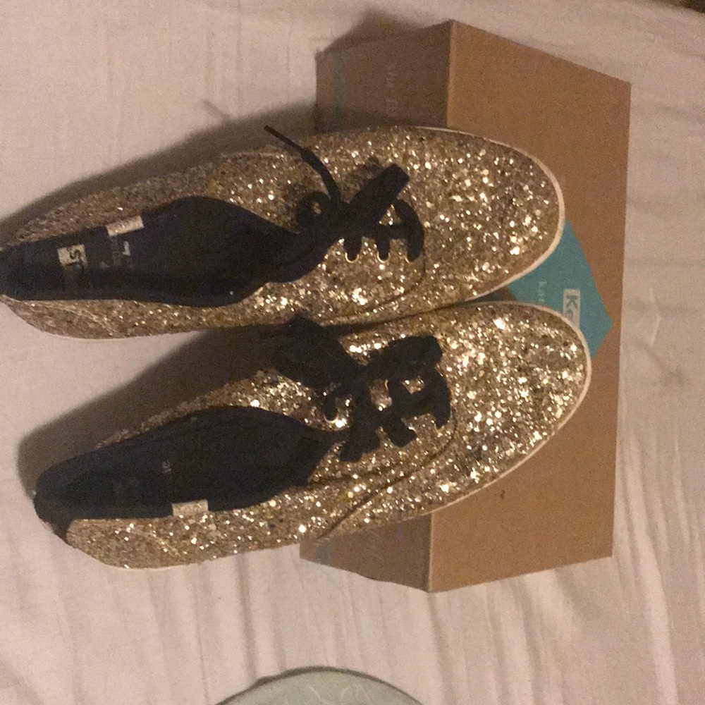 Kate Spade x Keds gold glitter sneakers
