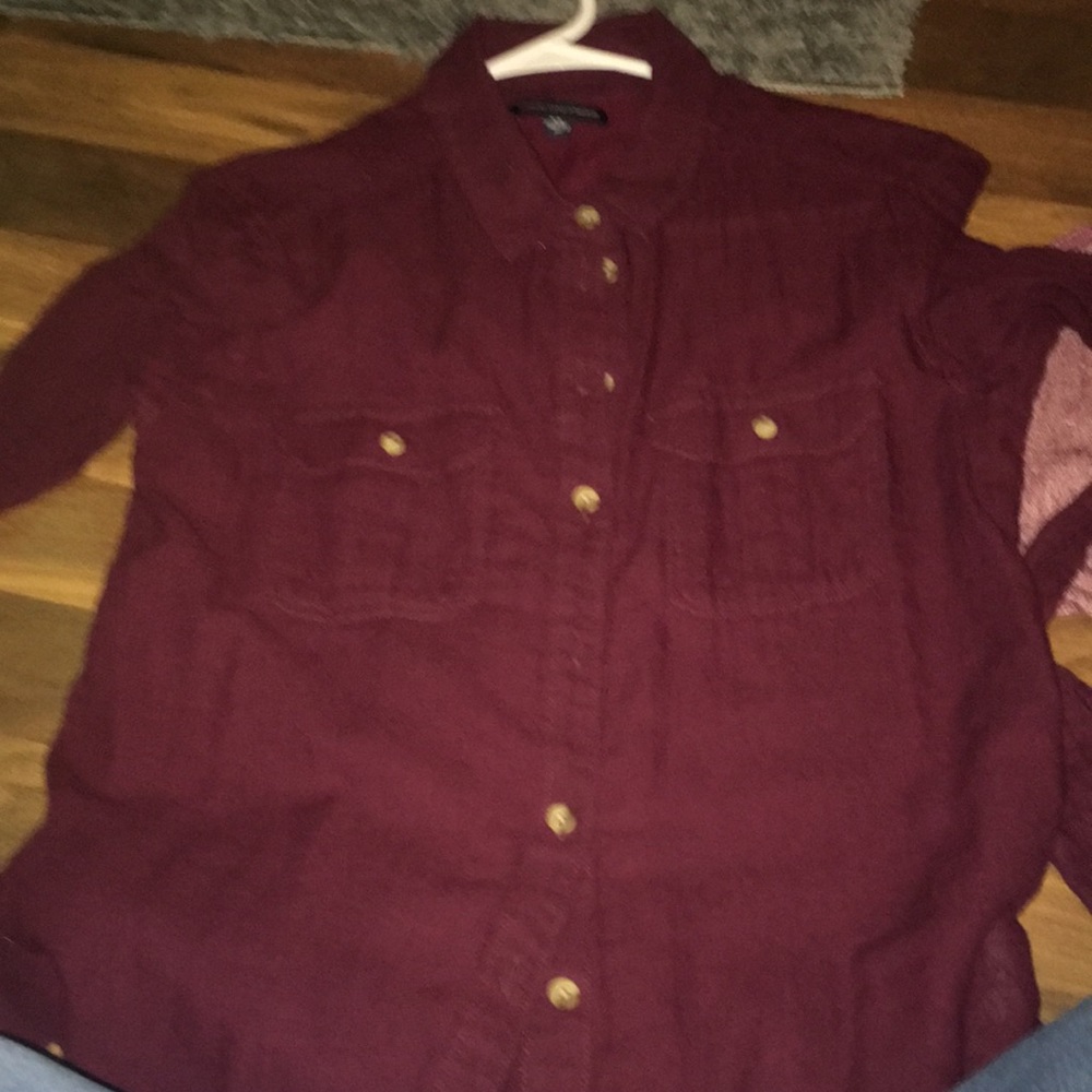Maroon button down