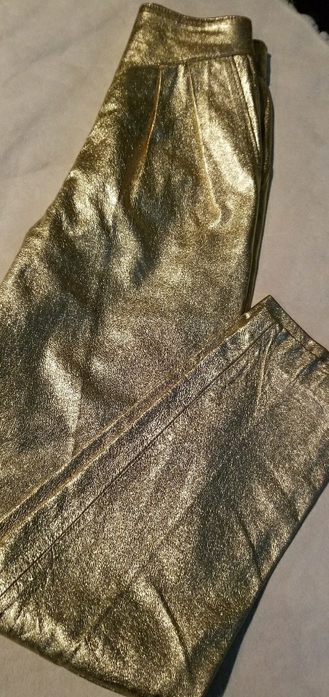 VINTAGE 90's VERSACE GOLD LEATHER PANTS