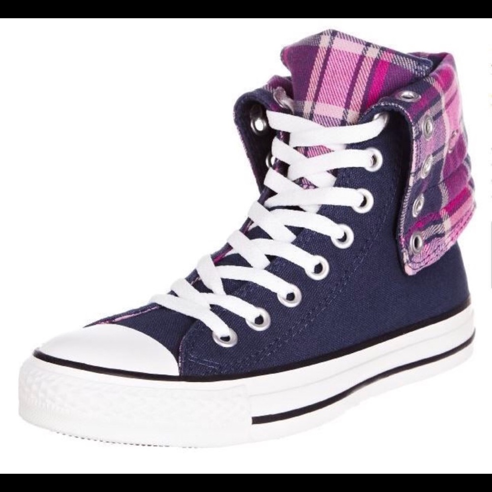 Plaid and blue All Star Converse
