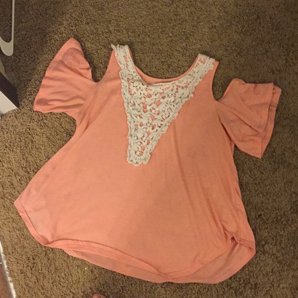 Peach split sleeve top