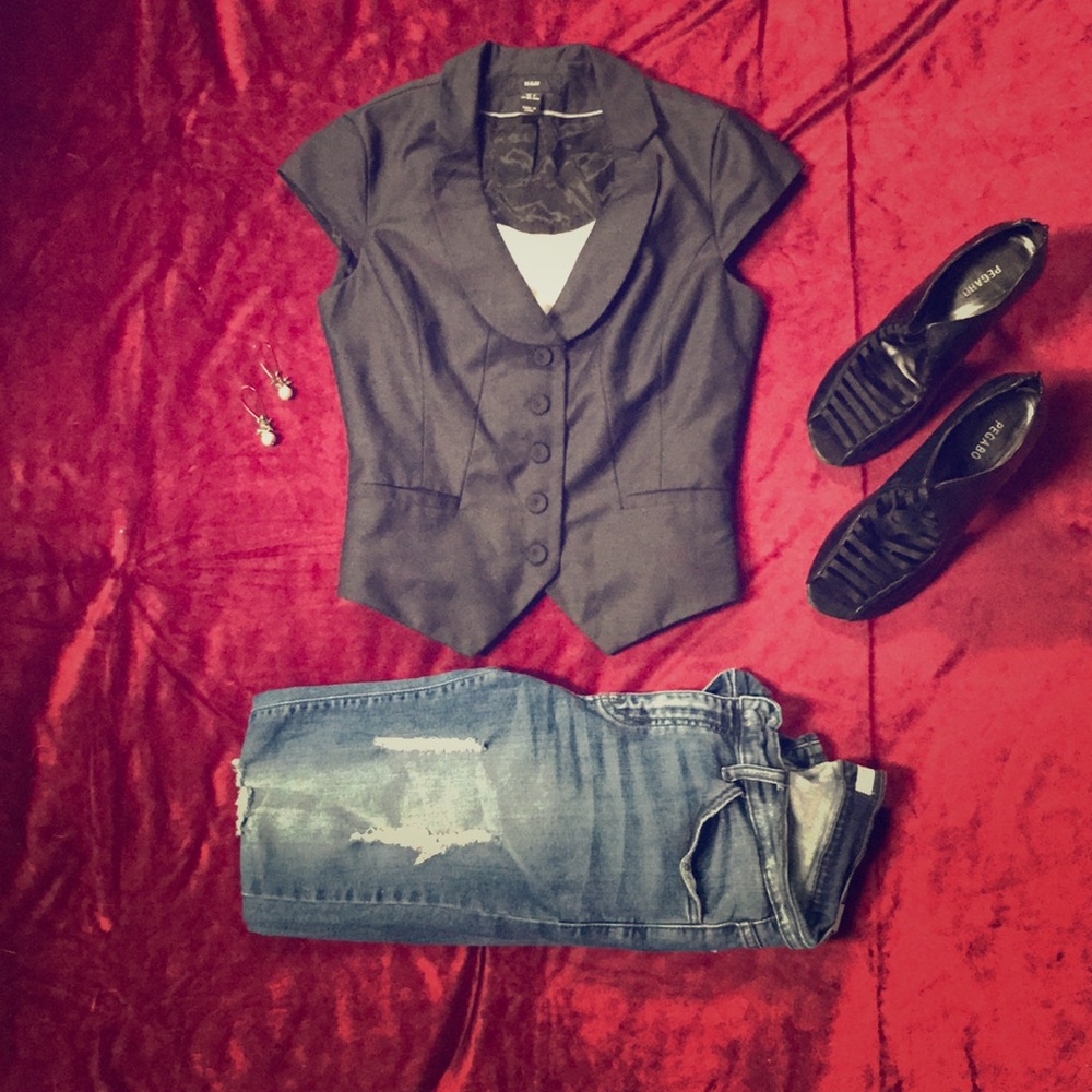 **H&M** English Riding Vest, Navy Blue, Size 4