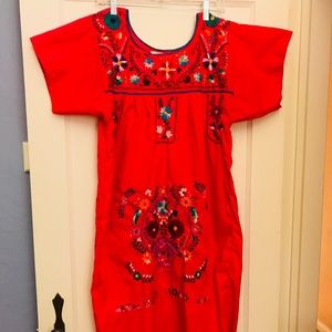 Embroidered Mexican Midi Dress