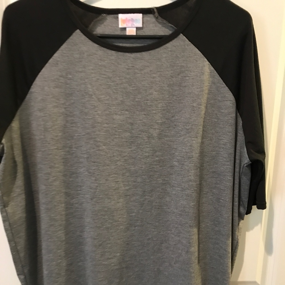 GUC. Lularoe Irma shirt grey w/ black sleeves XXS