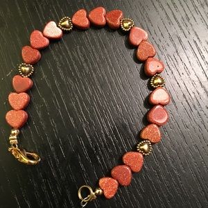 Goldstone heart bracelet