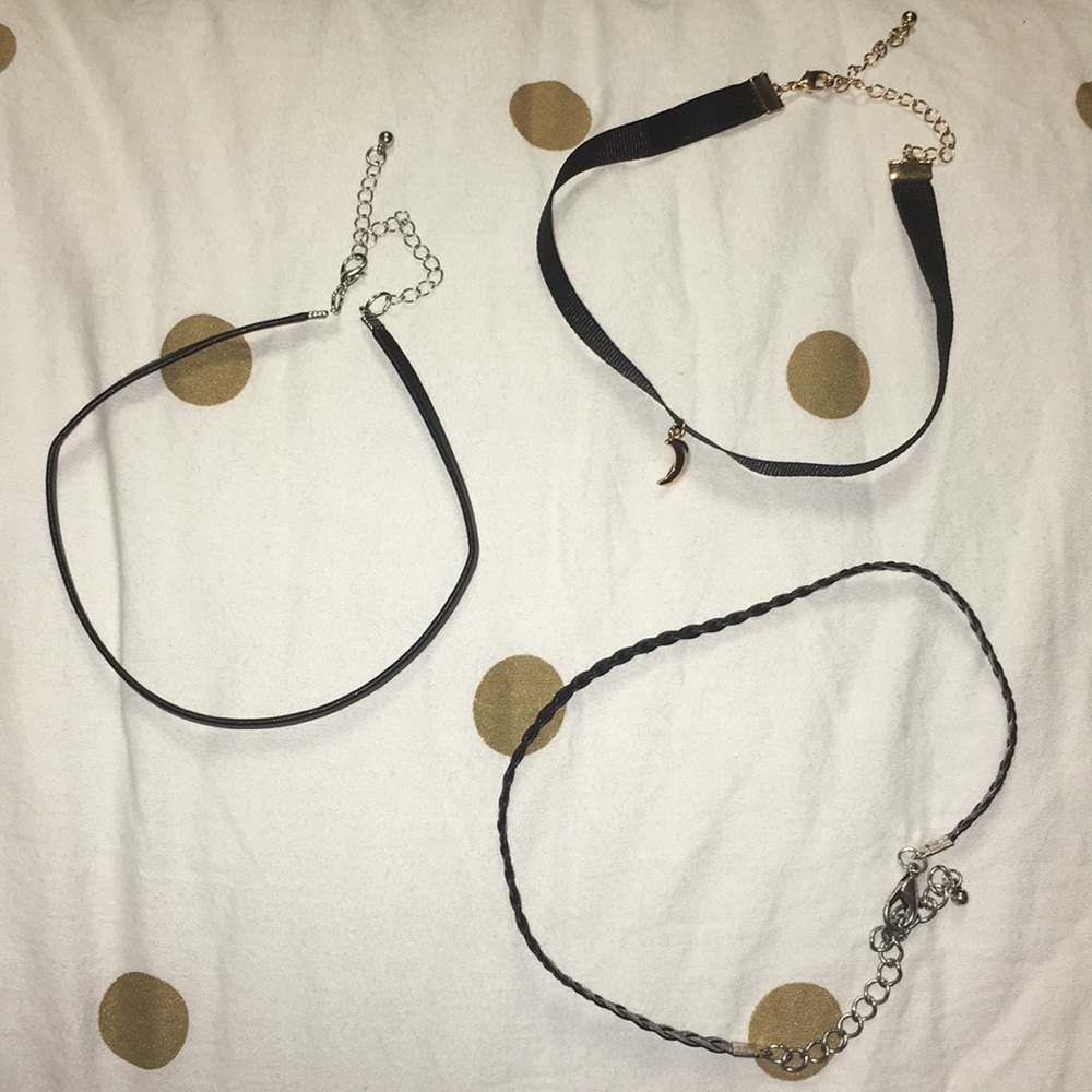 Set of 3 Black Chokers