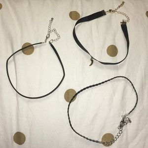 Set of 3 Black Chokers