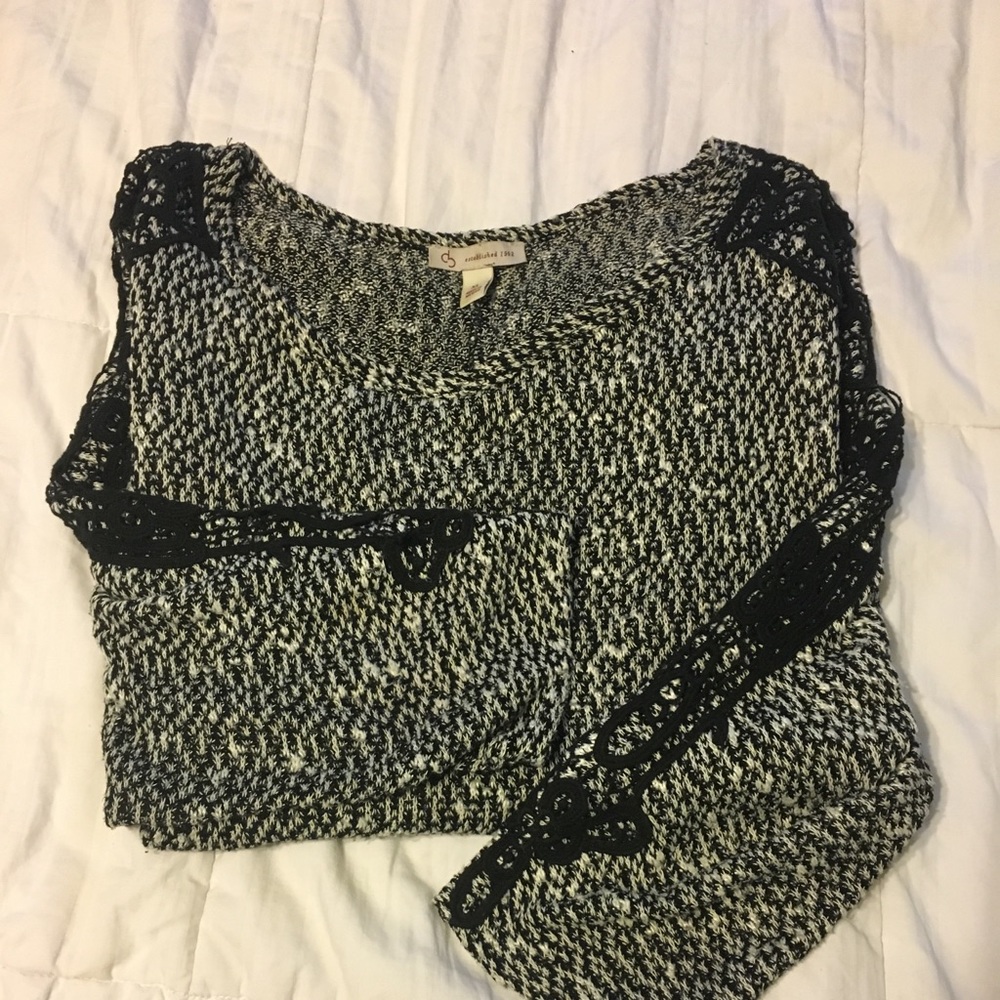 Black and white knitted sweater