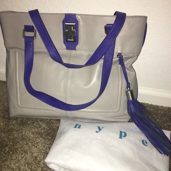 Hype Handbags - New $275 Hype Leather Fringe Gray Huge Tote Purse
