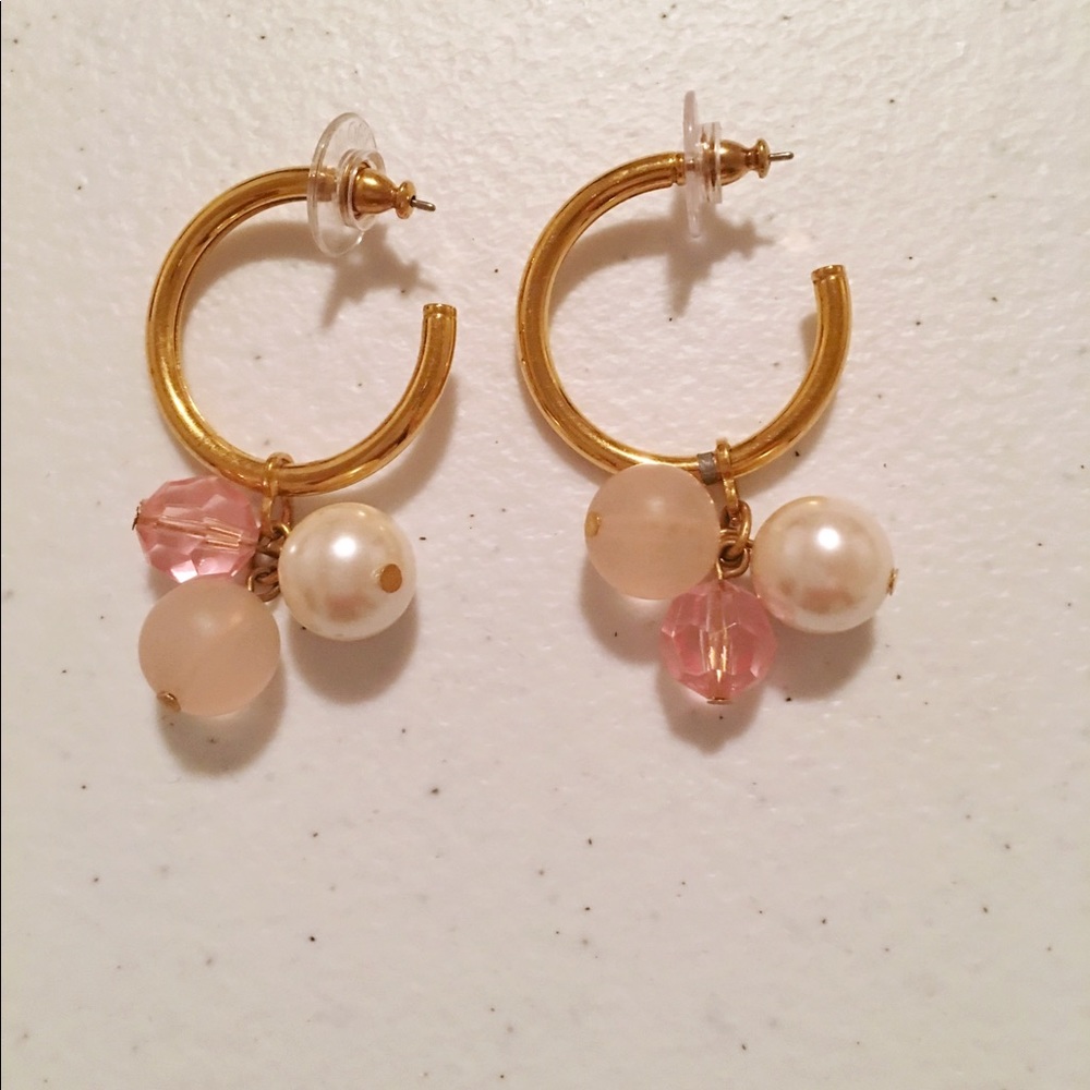 Vintage Monet Earrings Pearl Med. Pink Pink Beads