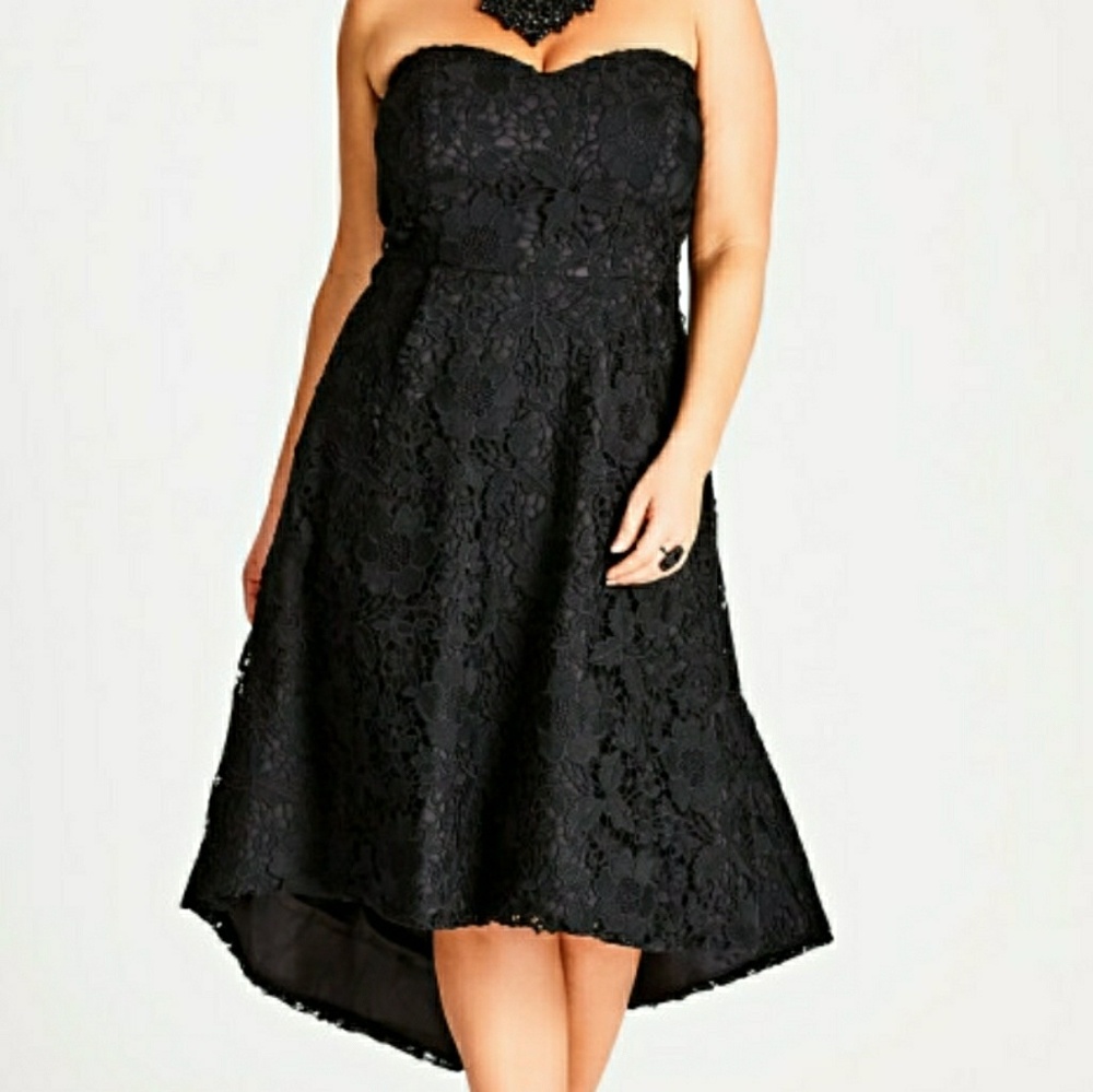 City Chic Clara Lace Fit and Flare Dress