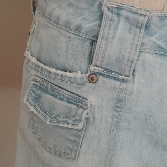 SOLD!!!  ONE TUFF BABE Jean Skirt Mini Sz 3/4 - Picture 3 of 8