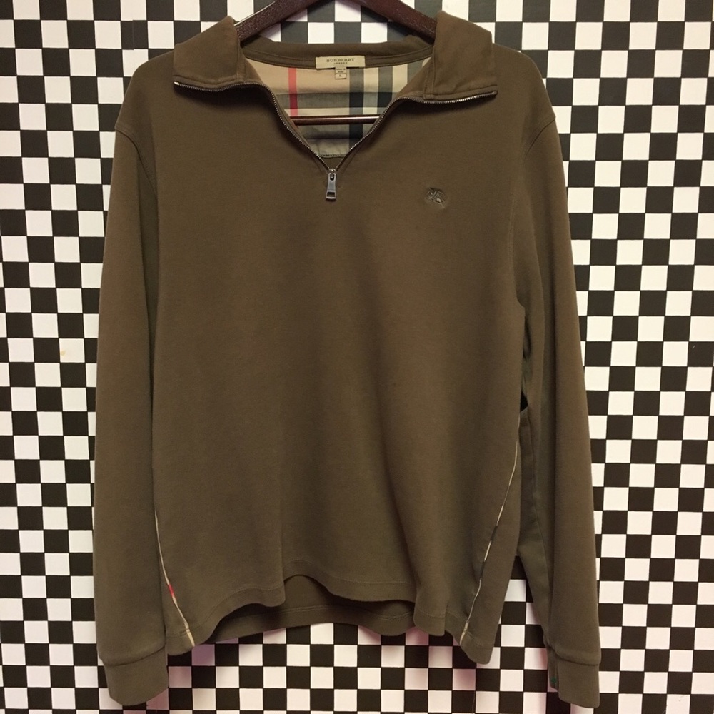 Brown Burberry Halfzip Sweater