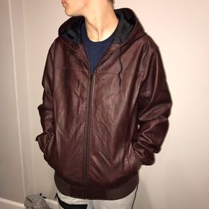 American Rag Men's Faux Leather Hoodie Jacket