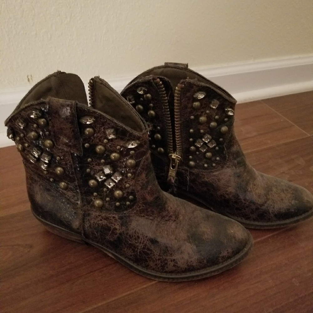 Embellished western mid-calf boots