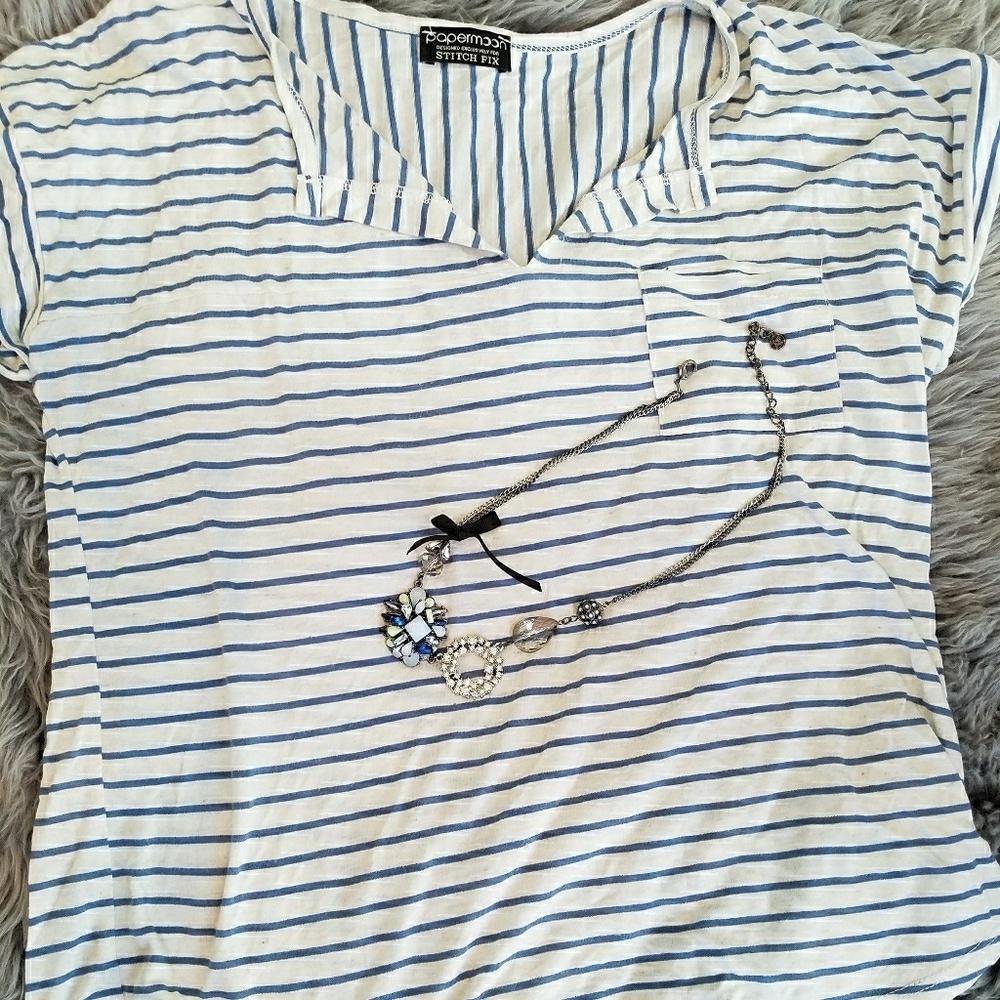 Knit Blouse with Stripes