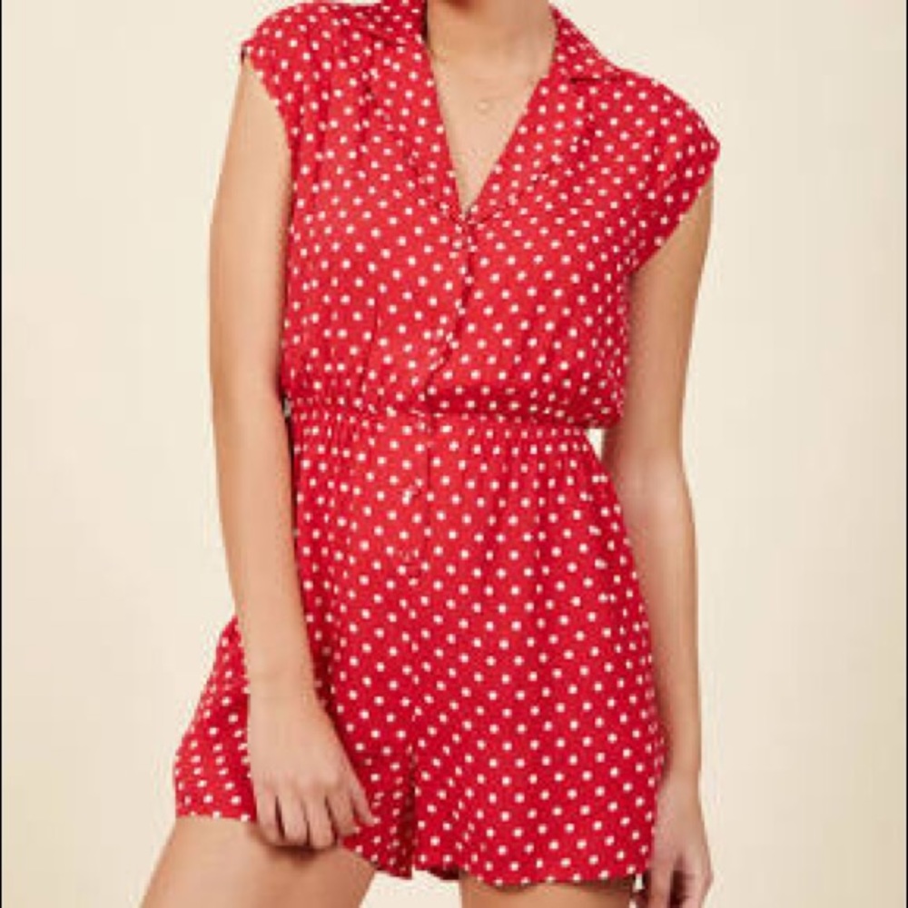 Modcloth Sunny Girl Polka Dot Romper