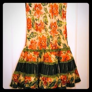 Anthropologie Odille Silk and Velvet Skirt