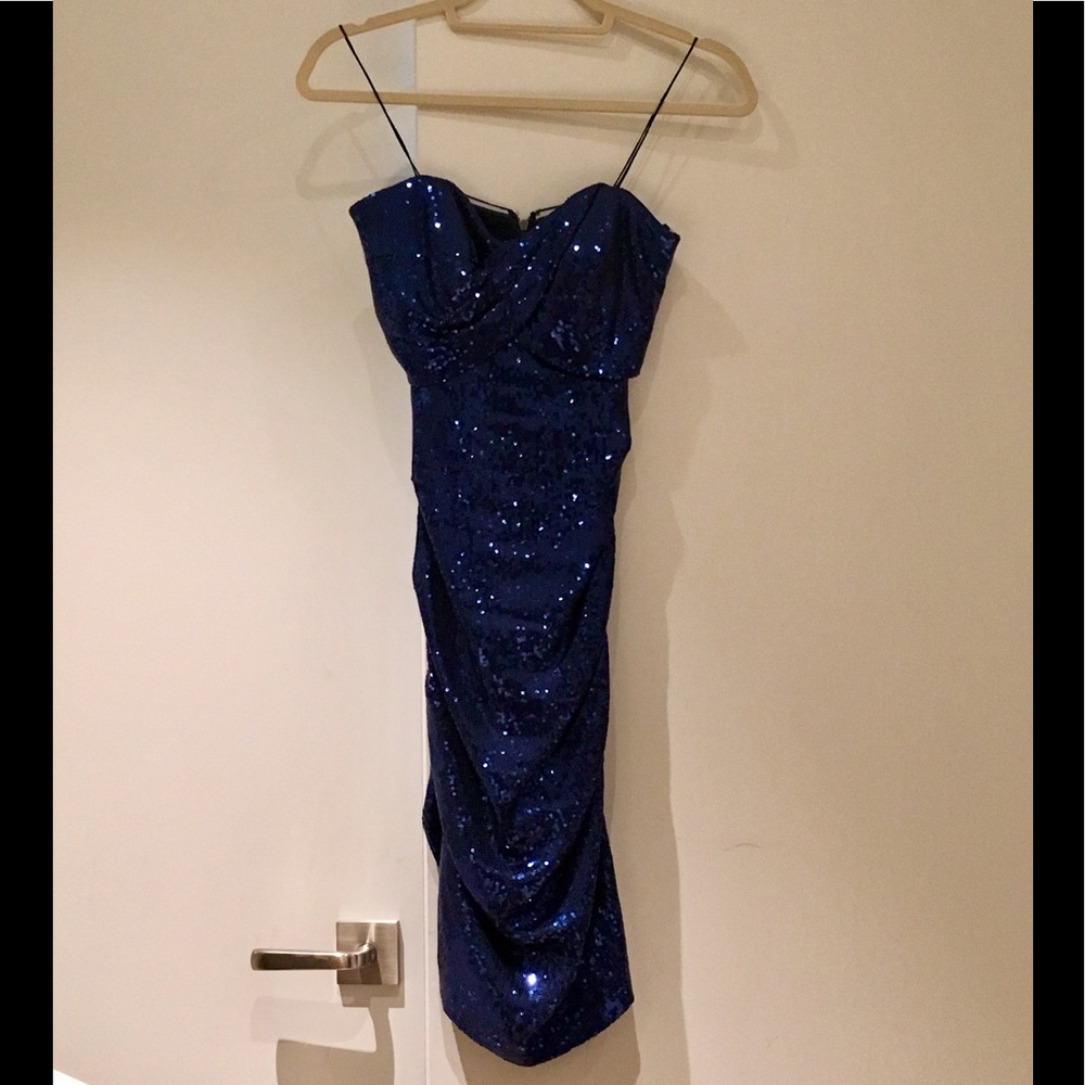 Nicole Miller navy sequin stretch dress!