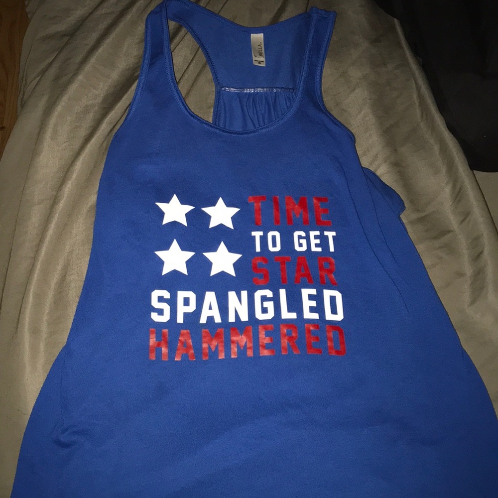 Time to get star spangled hammered tank top