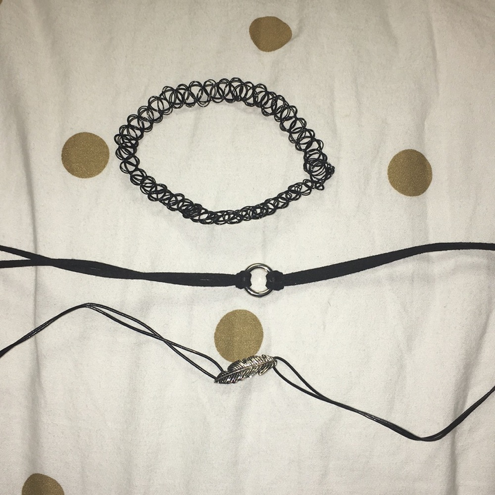 Set of 3 Black Chokers