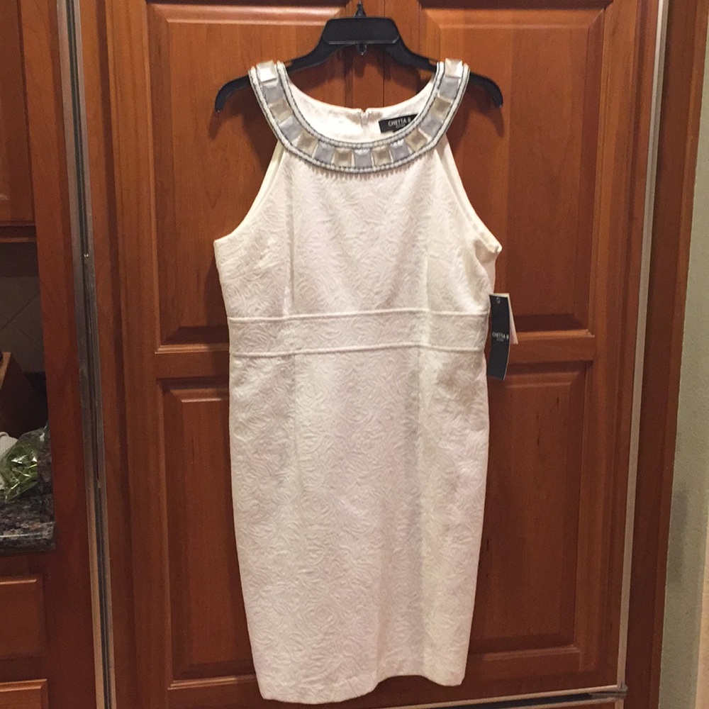 Ivory jeweled neckline dress