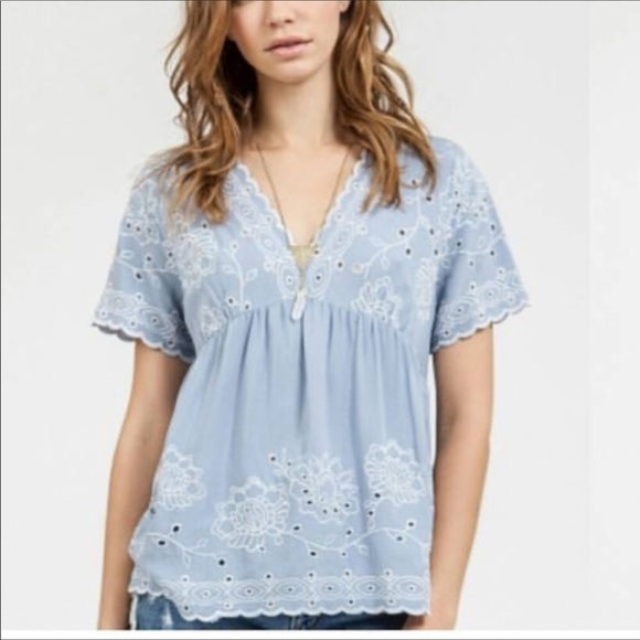 Blu Pepper Embroidered Babydoll Top - Picture 1 of 5