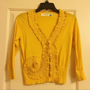 Anthropologie Sparrow Yellow Ruffle Cardigan