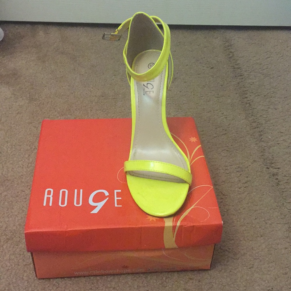 Neon green heel with ankle strap wore twice