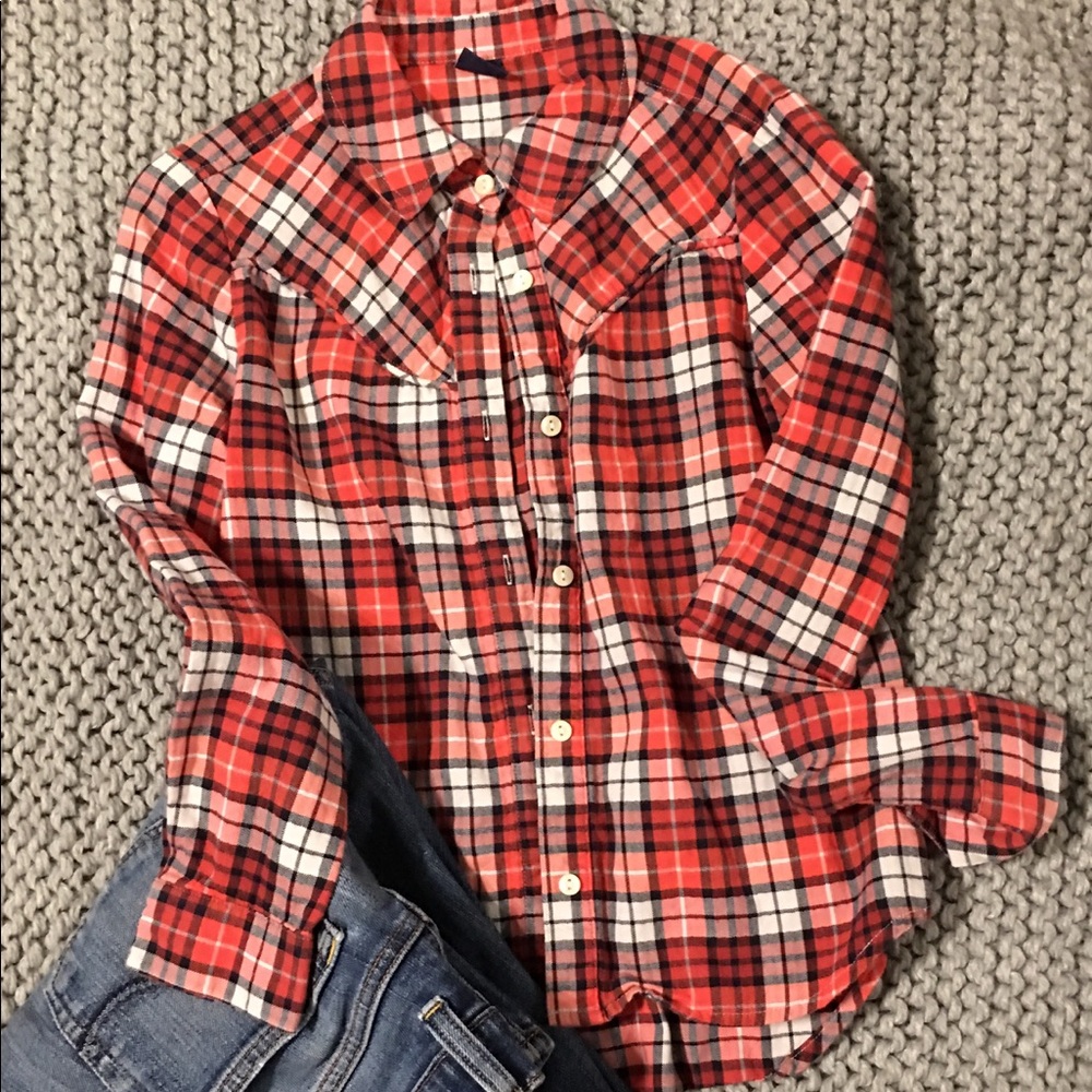 Gap kids button up plaid shirt girls size 8