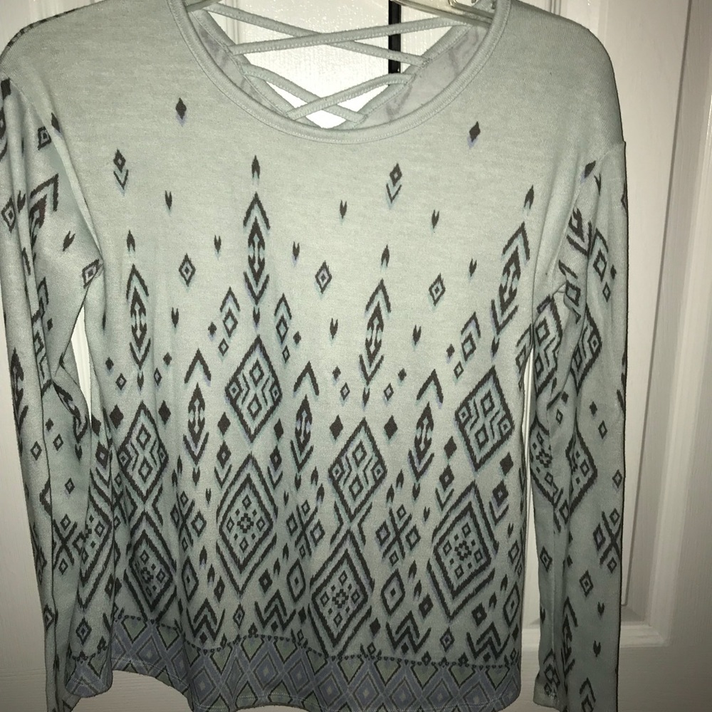 Blue and grey printed cotton shirt