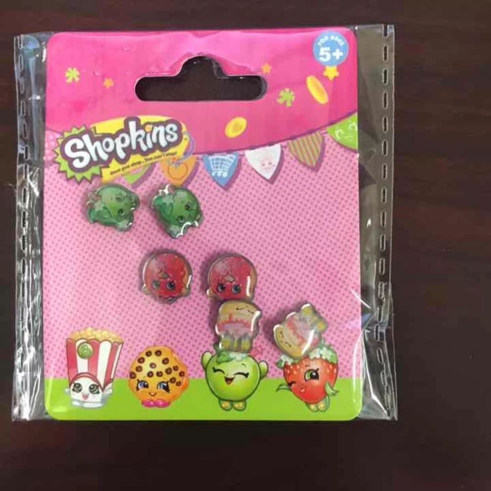 Shopkins Earrings -stud 3 pair