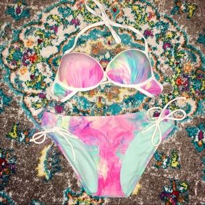 Pastel tie dye push up bikini