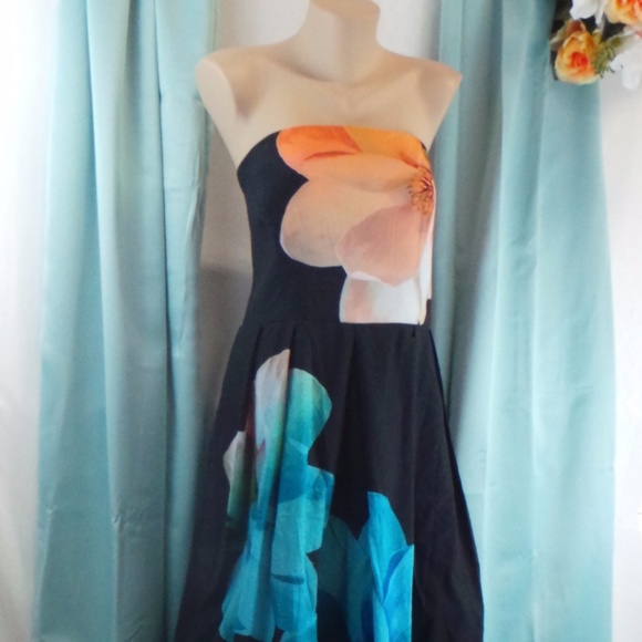 Floral Printed Fit Flare Dress Pockets Plus Midi - Picture 2 of 8