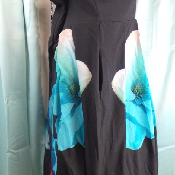 Floral Printed Fit Flare Dress Pockets Plus Midi - Picture 5 of 8