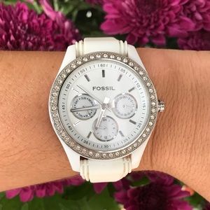 White Fossil Watch